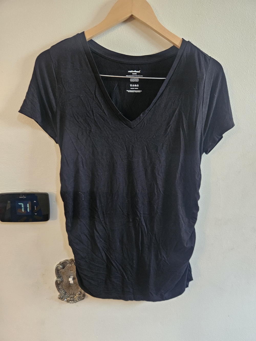 Motherhood Black V-Neck Short Sleeve Tee